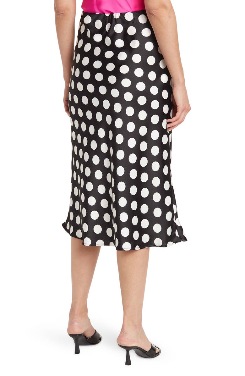 Renee C Polka Dot Satin Midi Skirt, Alternate, color,
