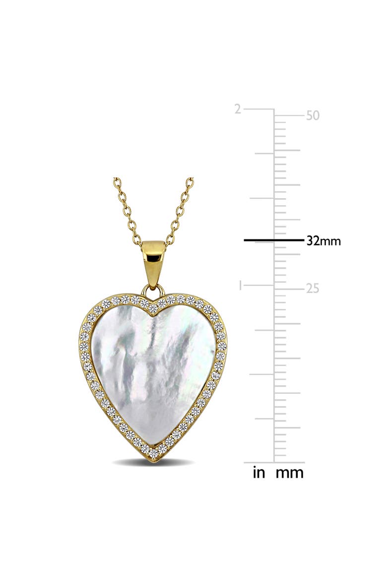Stone & Created White Sapphire Heart Necklace, Alternate, color, Mother of Pearl