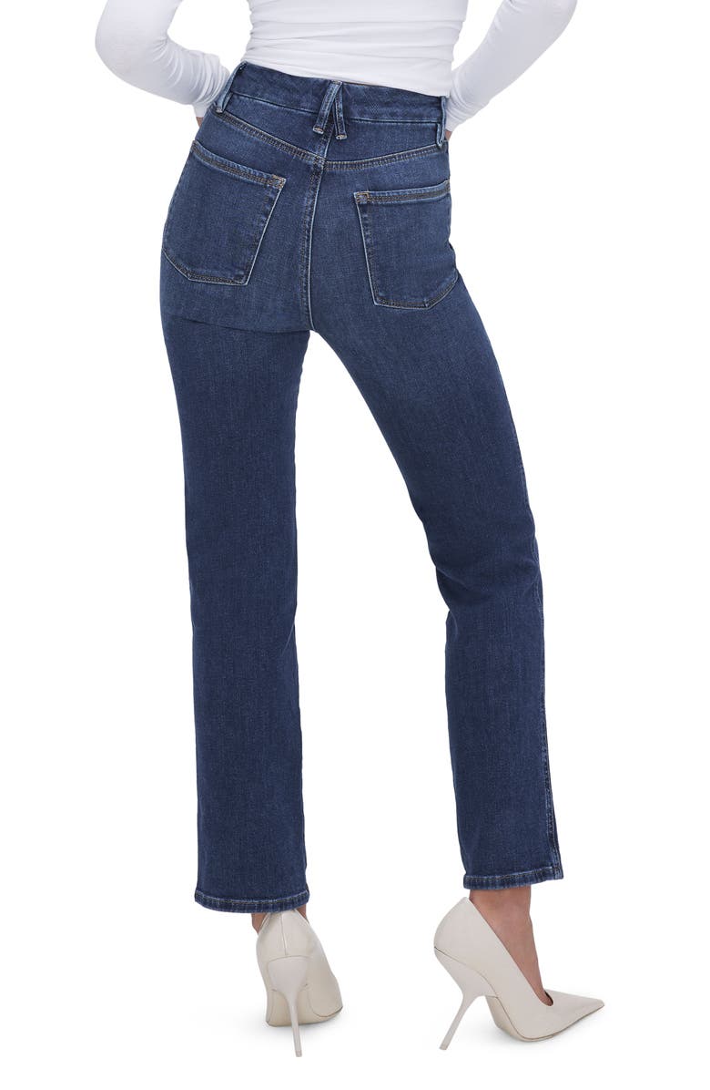 Good American Good Curve Exposed Button High Waist Straight Leg Jeans, Alternate, color, 