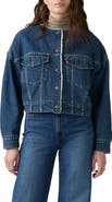 Levi's Collarless Fleece Lined Crop Denim Trucker Jacket