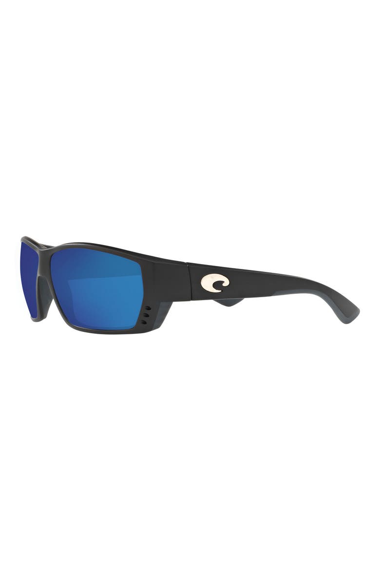62mm Polarized Oversize Rectangular Sunglasses, Alternate, color, BLACKOUT/ BLUE MIRROR 580P
