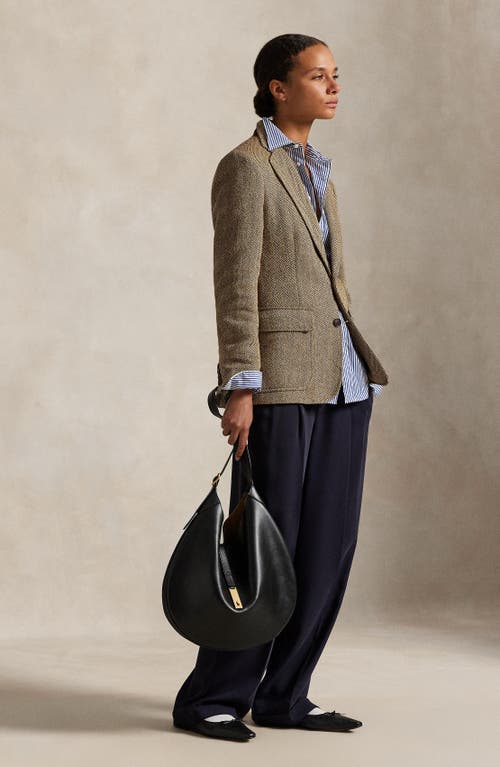 Polo Ralph Lauren Polo Id Large Calfskin Shoulder Bag In Black