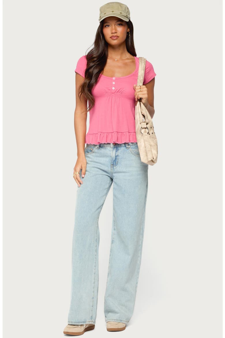 Liliannah Ruffle Babydoll Top, Alternate, color, FUCHSIA