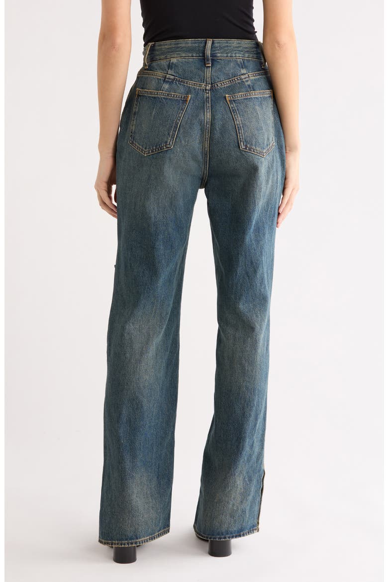The Khloé High Waist Patch Denim Straight Leg Jeans, Alternate, color, INDIGO1095