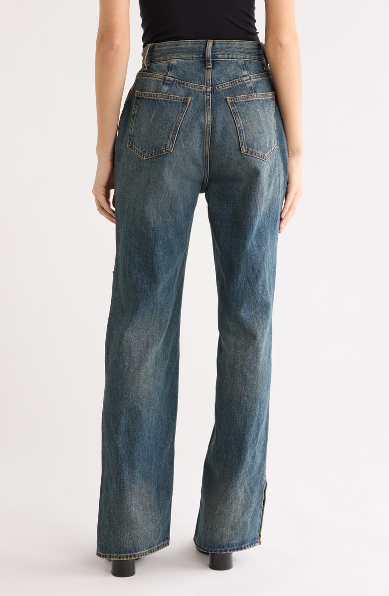 Good American The Khloé High Waist Patch Denim Straight Leg Jeans, Alternate, color, Indigo1095