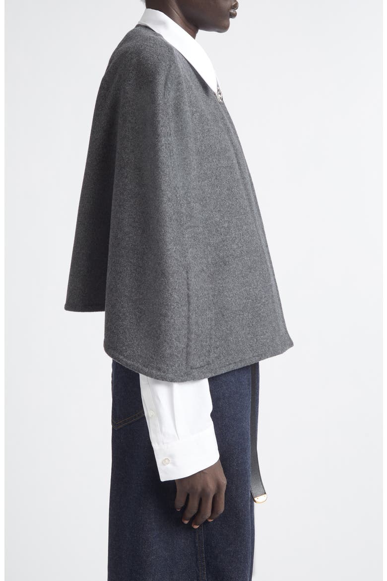 Crop Wool & Cashmere Cape, Alternate, color, DARK GREY/ GREY