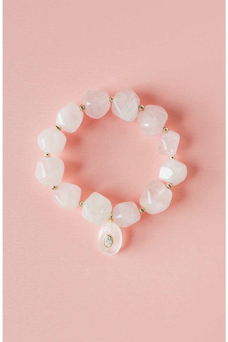 Single Love Beaded Stretch Bracelet, Alternate, color, PINK