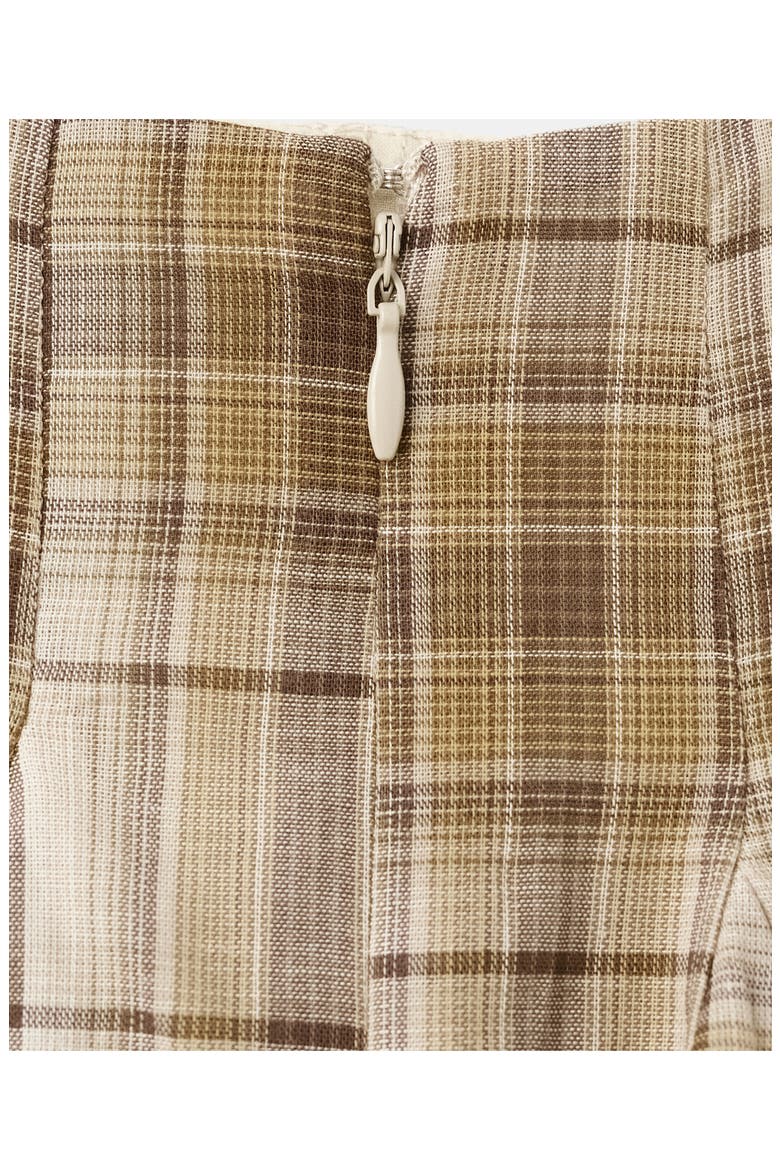 Pleated Check Miniskirt, Alternate, color, BROWN