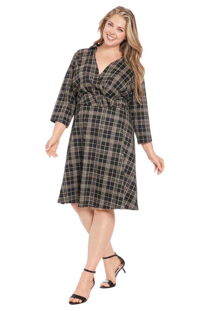 London Times Plaid Fit & Flare Dress, Alternate, color, 