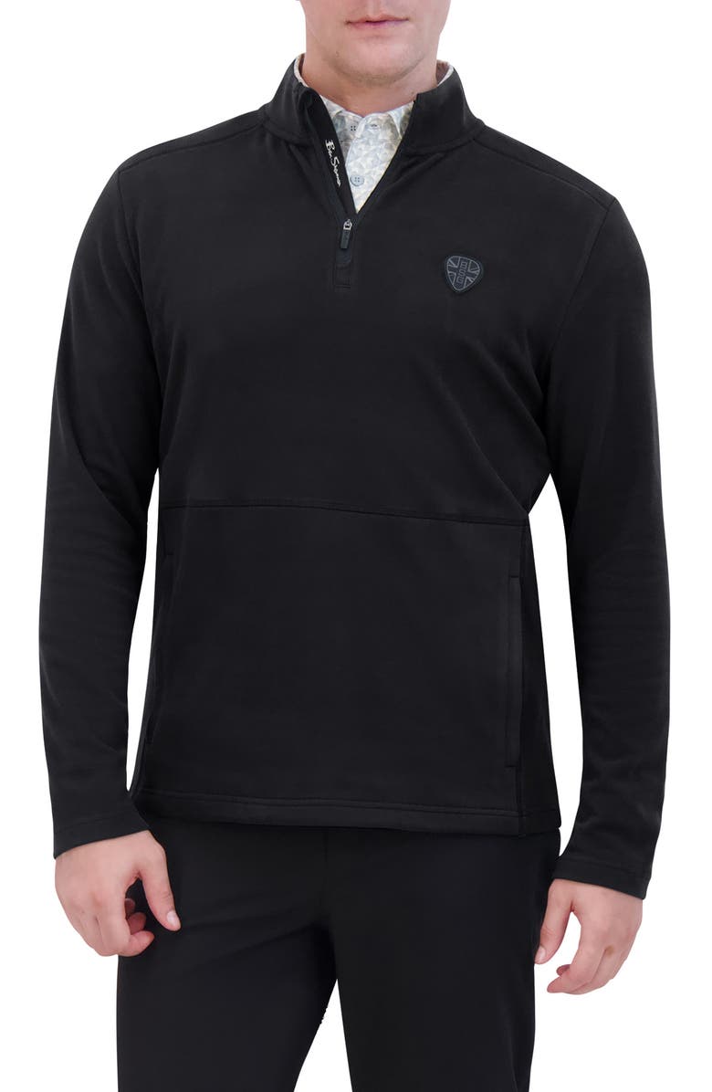 Ben Sherman Quarter Zip Golf Sweatshirt, Main, color, Black