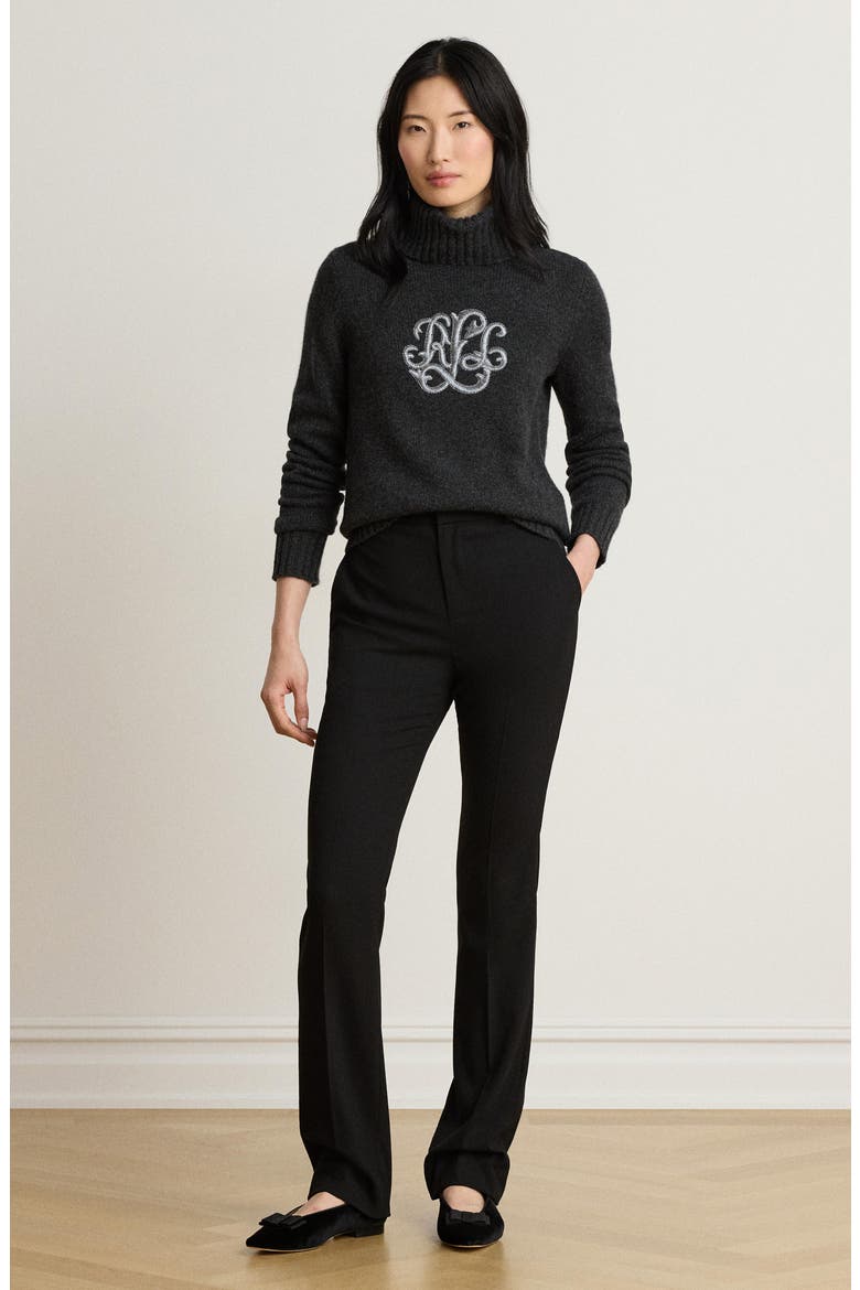 Logo Wool Blend Turtleneck Sweater, Alternate, color, GREY