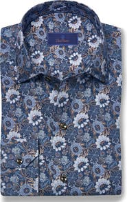 David Donahue Floral Print Sport Shirt