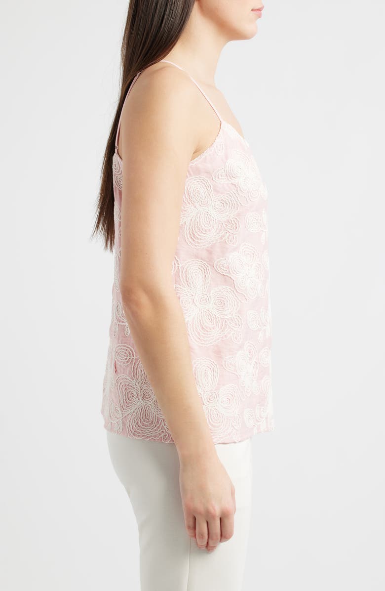 Anne Klein Floral Embroidered Camisole, Alternate, color, Rose Water/ White Dove