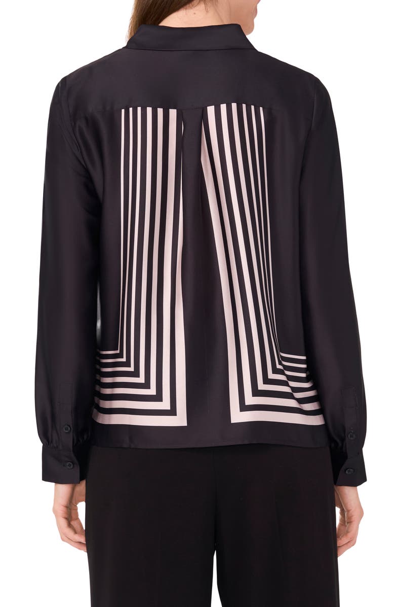 Halogen<sup>®</sup> Geo Stripe Button-Up Shirt, Alternate, color, Rich Black 060