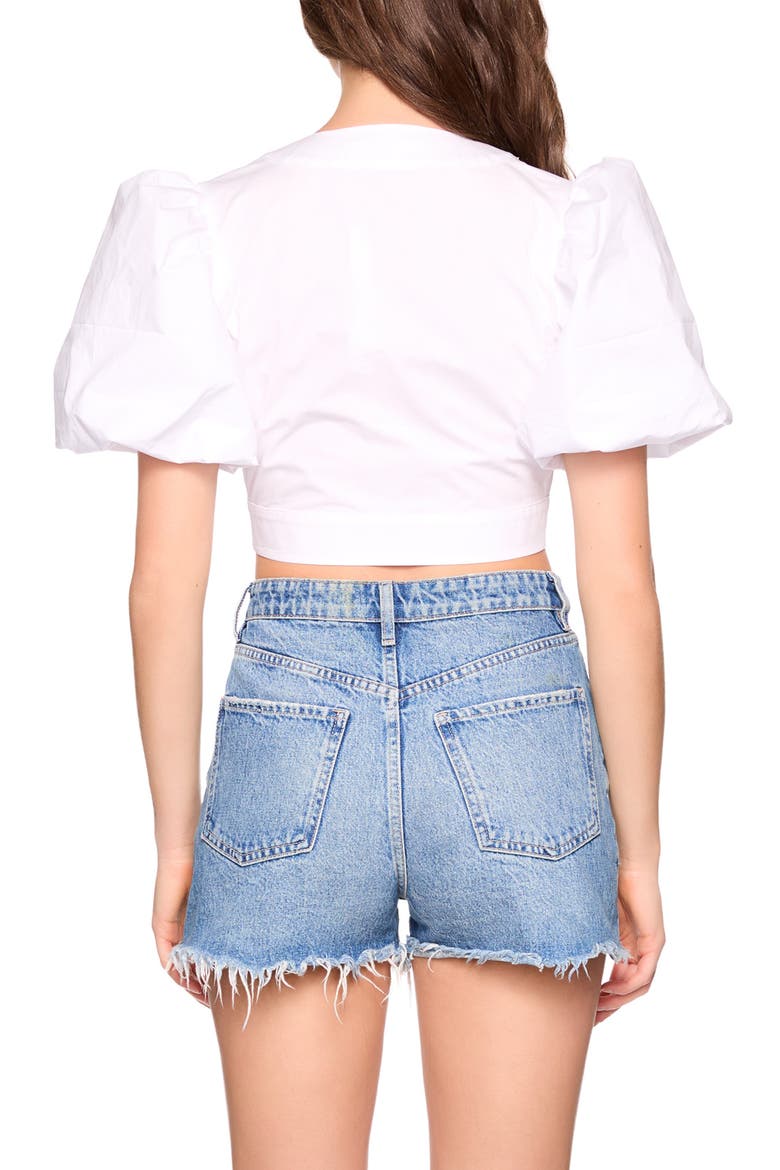 Bubble Sleeve Tie Front Cotton Poplin Top, Alternate, color, SUGAR