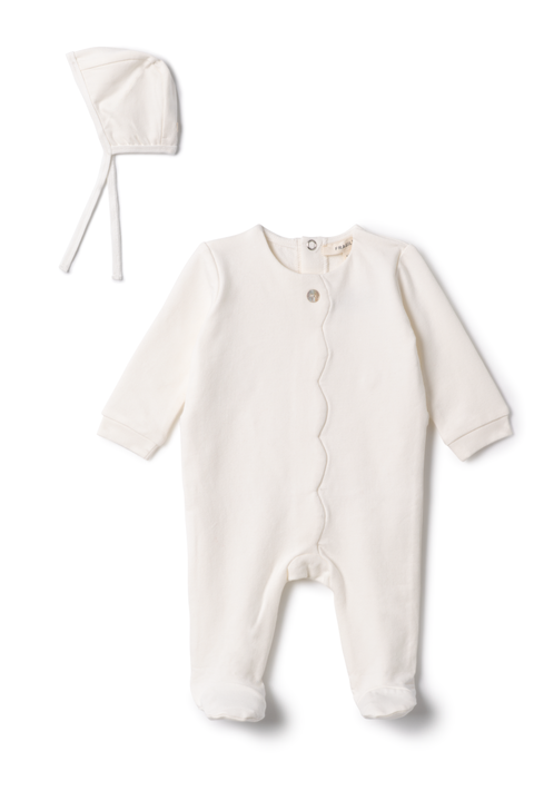 Cotton Scallop Romper with Bonnet (Baby)