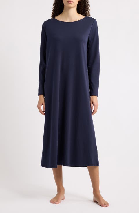 Bateau Neck Organic Pima Cotton Midi Dress
