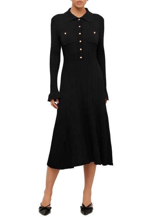 Ellie Ribbed Button-Up Midi Dress