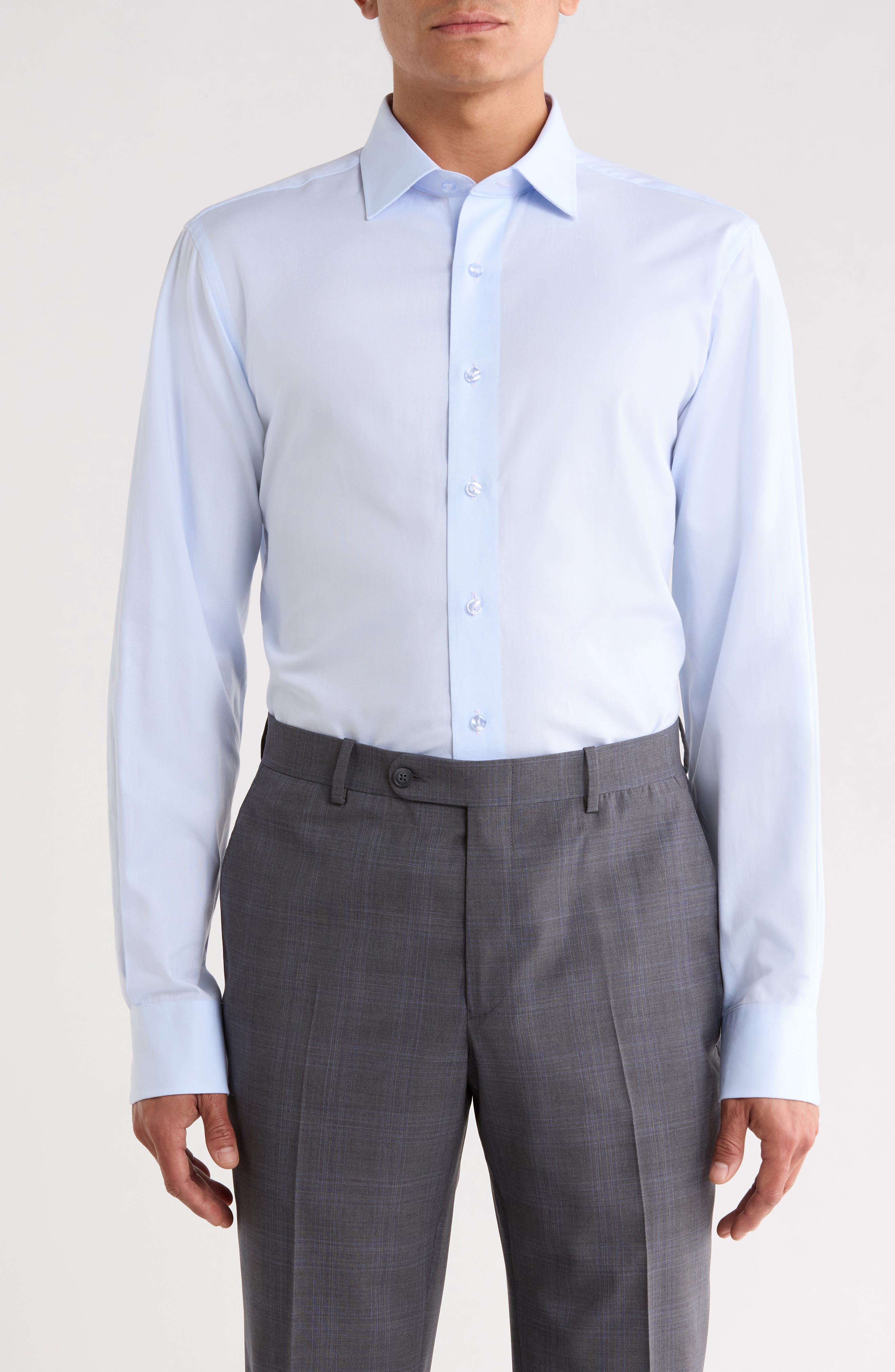 Trim Fit Textured Cotton Shirt