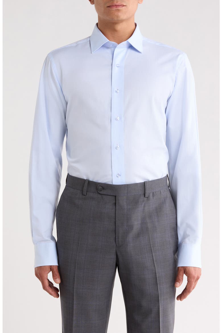 Trim Fit Textured Cotton Shirt, Main, color, SKY BLUE
