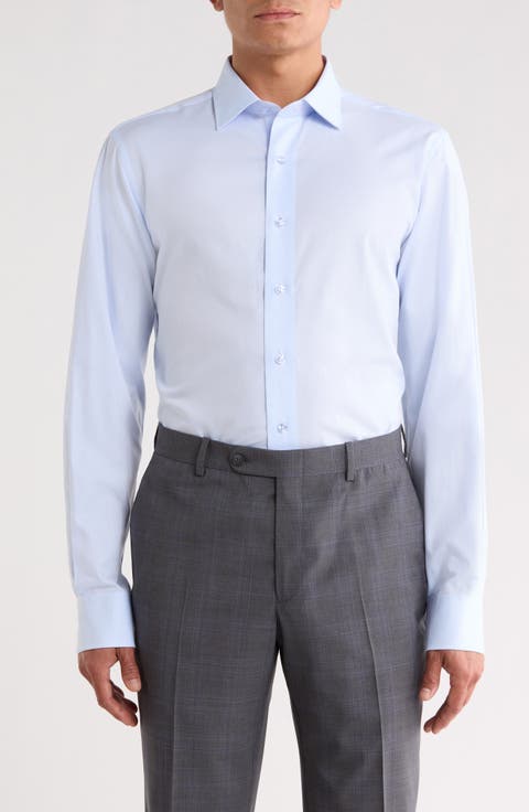 Trim Fit Textured Cotton Shirt