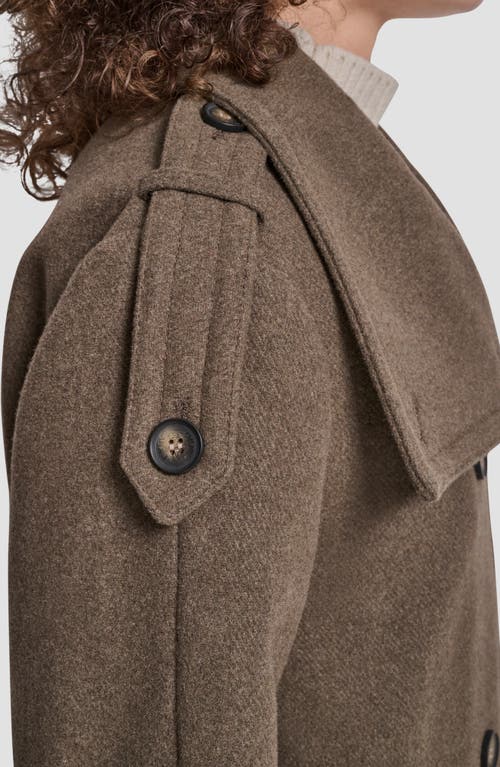 Dkny Double Breasted Wool Blend Military Coat In Animal Print