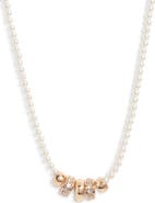 Nordstrom Imitation Pearl and Crystal Rondelle Strand Necklace