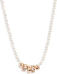 Nordstrom Imitation Pearl and Crystal Rondelle Strand Necklace