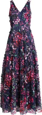 Eliza J Floral Appliqué Sleeveless A-Line Gown