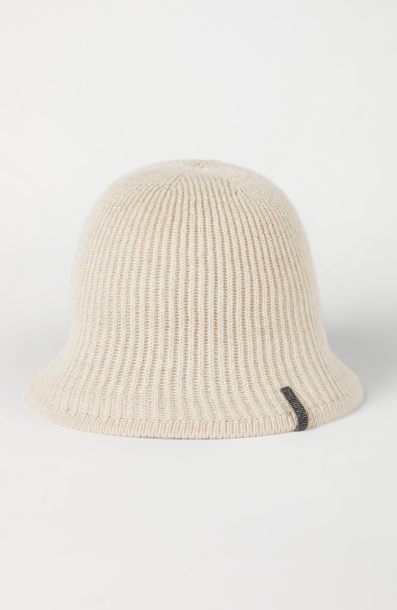 Brunello Cucinelli Sparkling beanie with monili, Alternate, color, Cool Beige