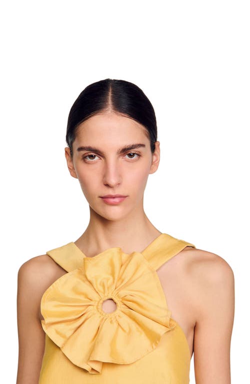 Sandro X Louise Bourgeois Ruffled Crop Top In Yellow