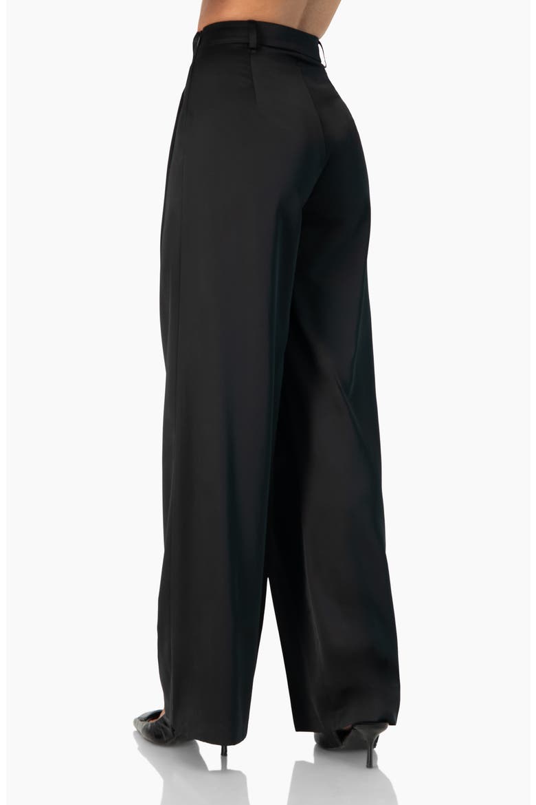 Satin Wide Leg Tailored Pants, Alternate, color, Black