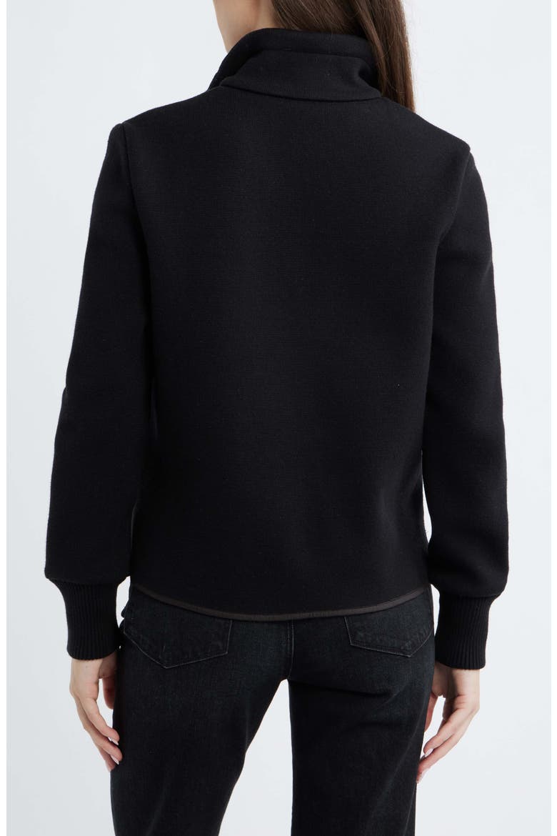 Mixed Media Quilt Front Sweater Jacket, Alternate, color, BLACK