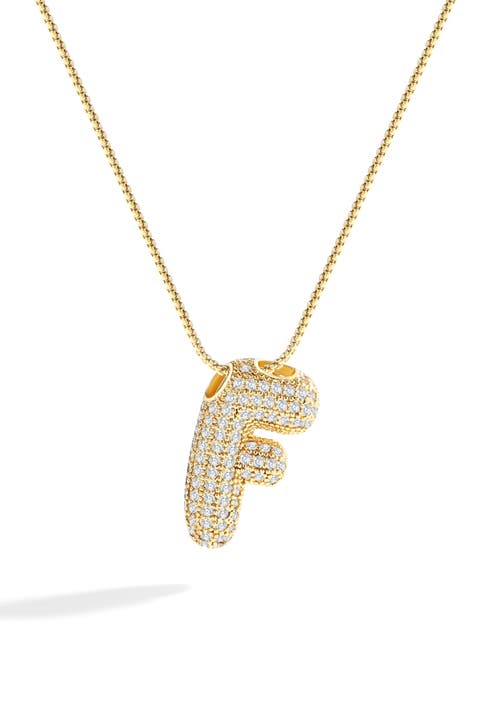 Pave Bubble Initial Necklace