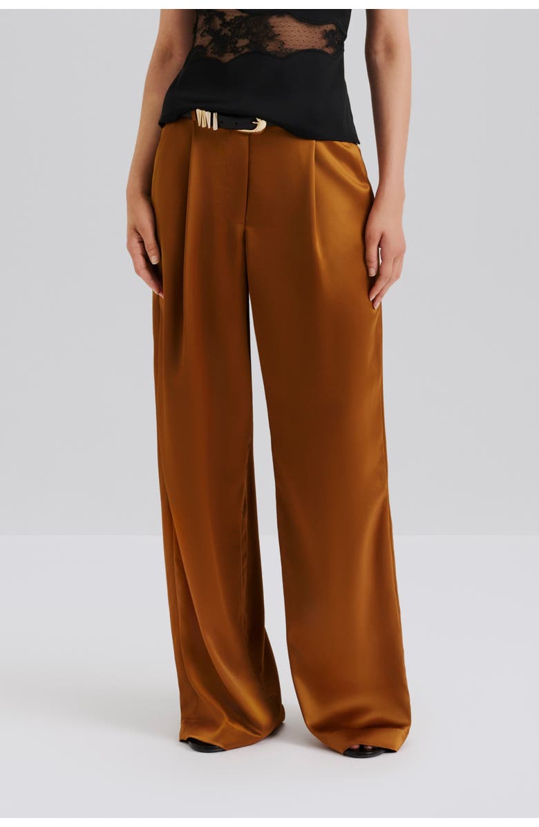 Malina Sarah Elastic Waist Satin Pants, Alternate, color, Amber
