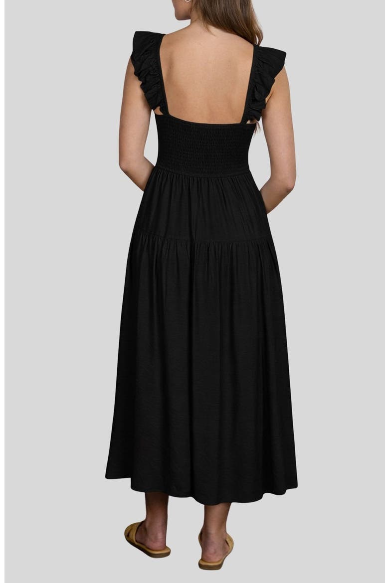 Sweetheart Smocked Maxi Dress, Alternate, color, BLACK
