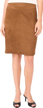 Halogen® Waistband Seam Detail Faux Suede Midi Skirt