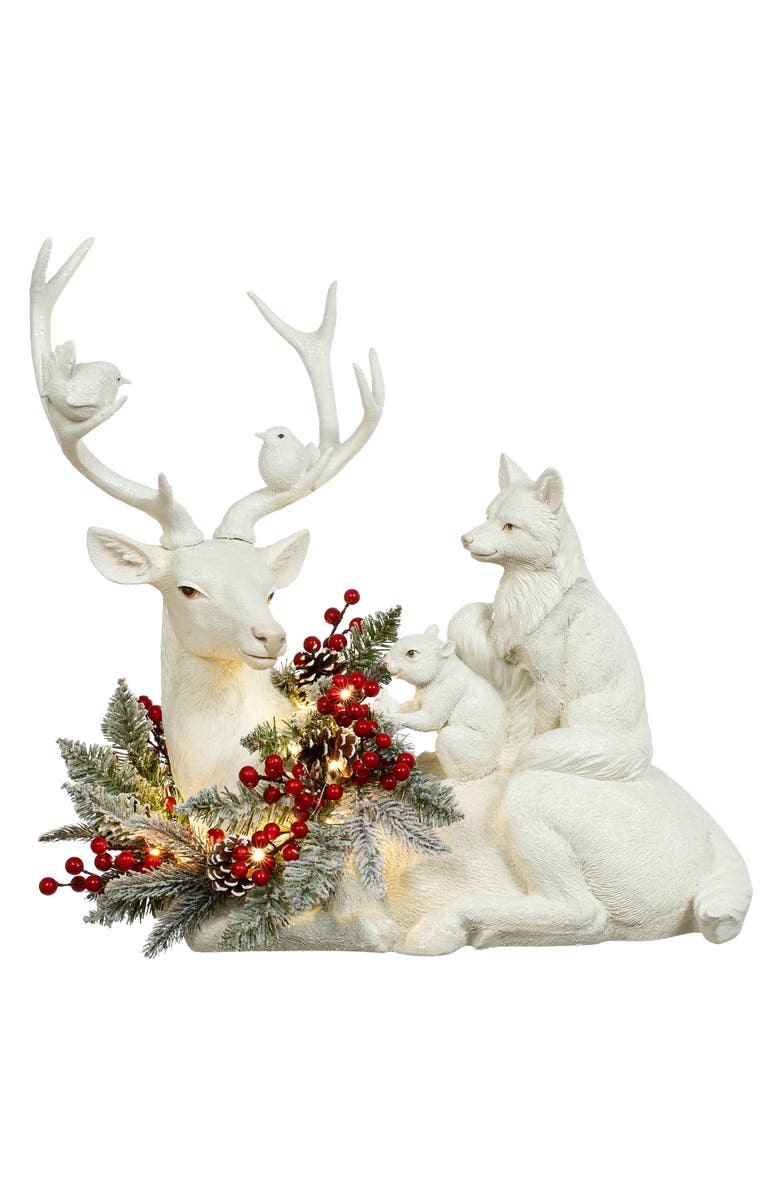 Mark Roberts Lying Deer with Wreath, Main, color, White