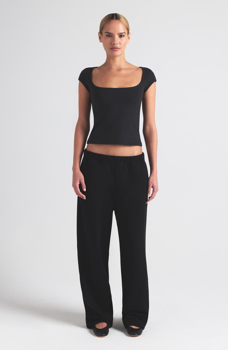 SKIMS Scoop Neck Cotton Blend Jersey T-Shirt, Alternate, color, Soot