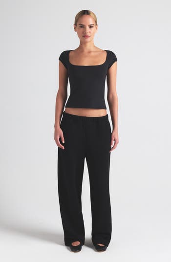 Scoop Neck Cotton Blend Jersey T-Shirt