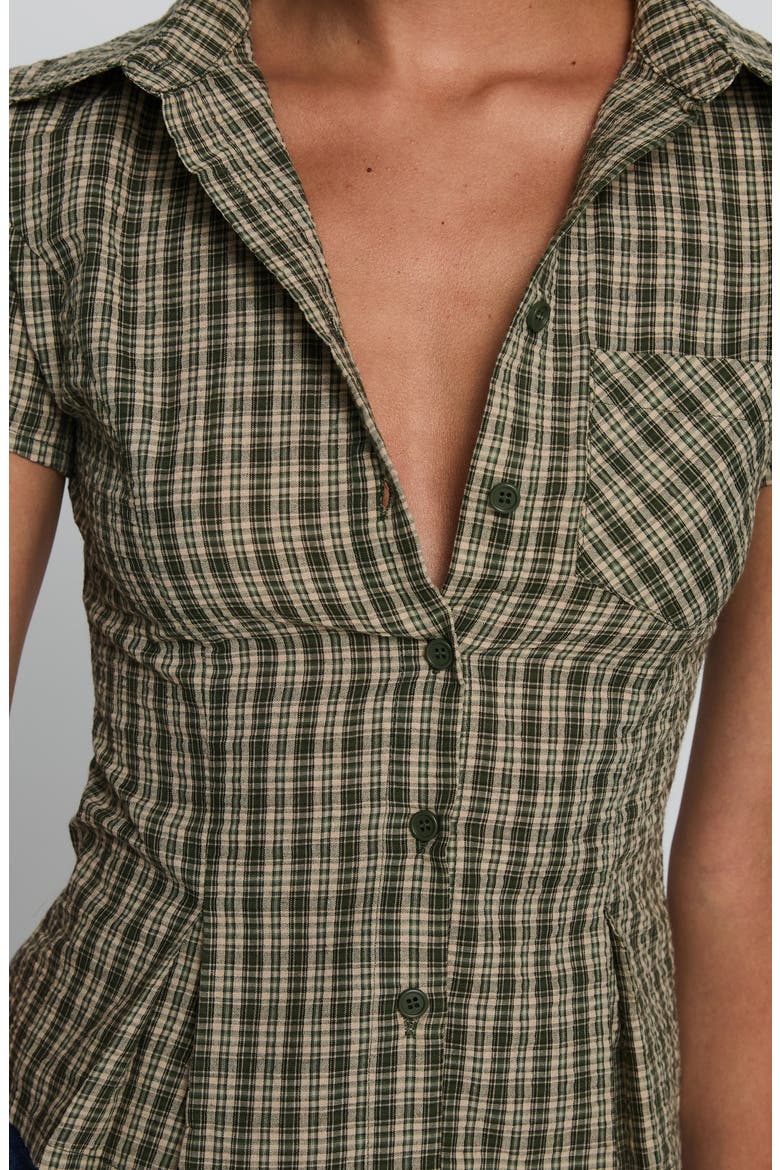 Alma Mater Check Cotton Button-Up Shirt, Alternate, color, GREEN CHECK