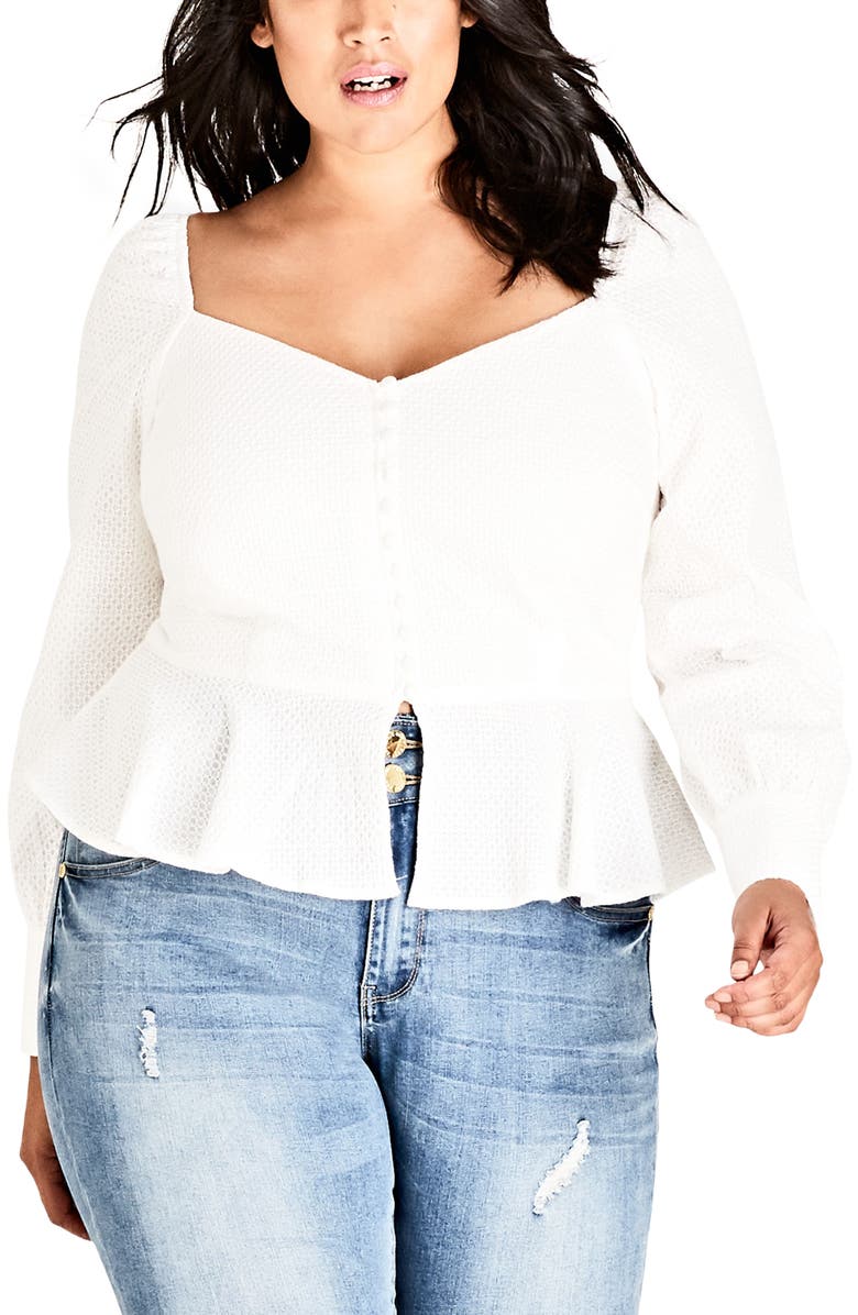 City Chic Classic Button Top, Main, color,