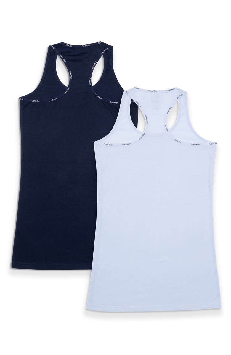 Calvin Klein Kids' 2-Pack Assorted Racerback Nightgowns, Alternate, color, Light Blue/ Navy Blue