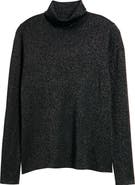 Eileen Fisher Long Sleeve Metallic Wool Blend Turtleneck Top