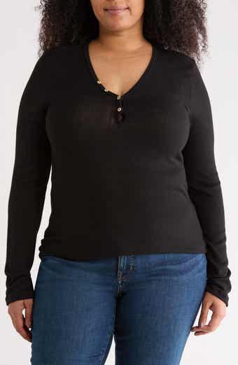 Renee C Rib Knit V-Neck Top
