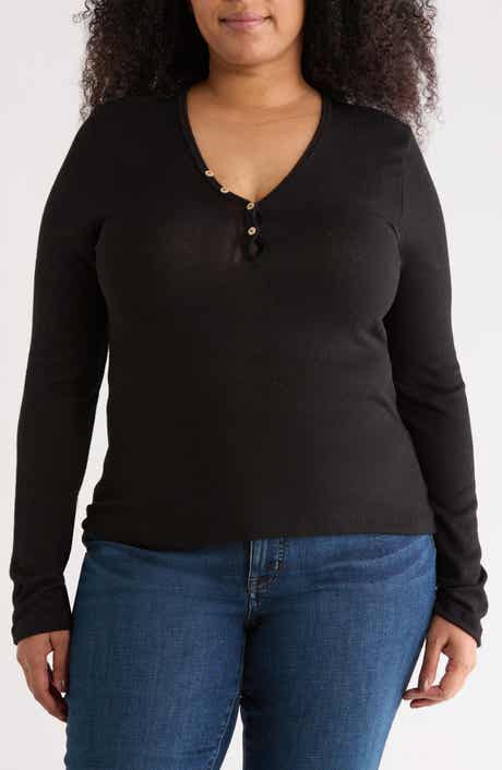 Renee C Rib Knit V-Neck Top