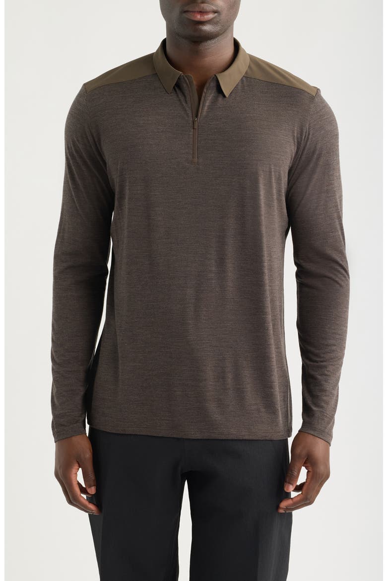 Frame Long Sleeve Polo, Main, color, SABLE HEATHER