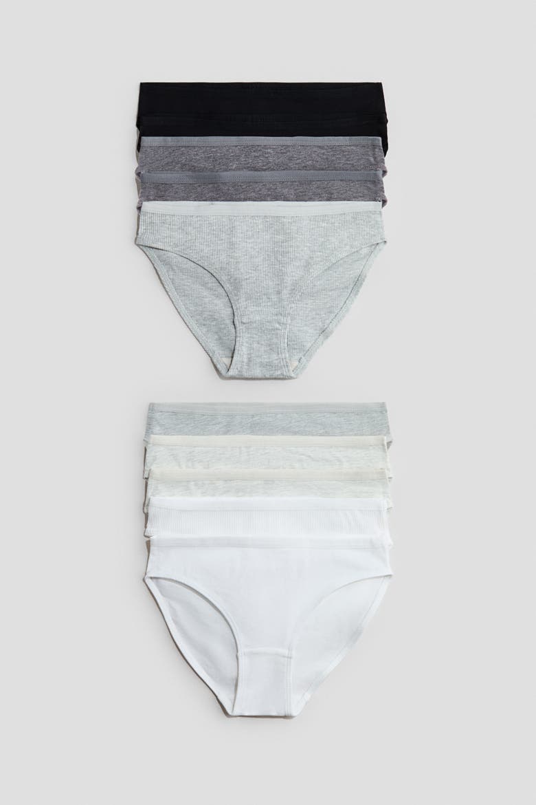 10-pack Cotton Briefs, Main, color, White/gray melange/black