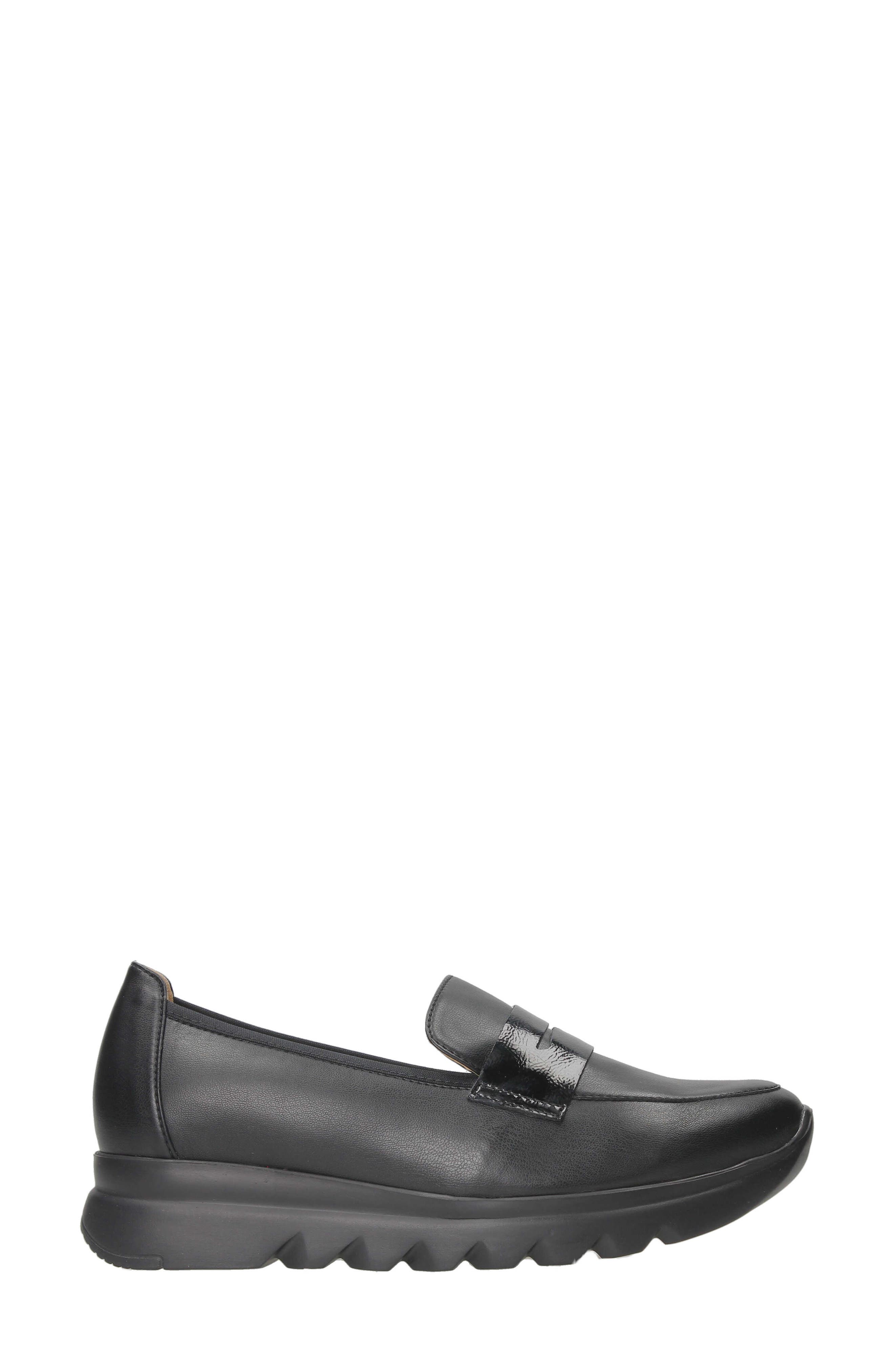 Wolky Snoafer Platform Wedge Penny Loafer, Alternate, color, Black