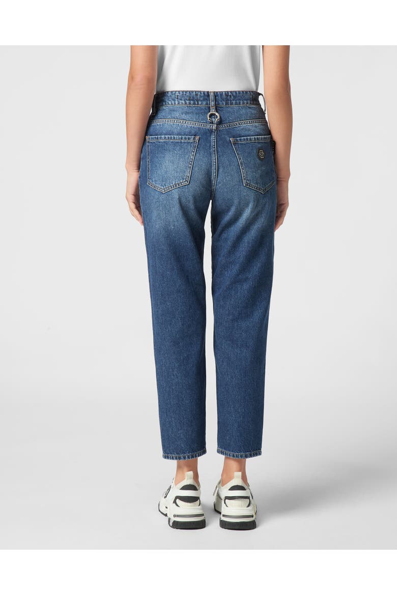 Denim Mom Fit Trousers Women, Alternate, color, BlueShark